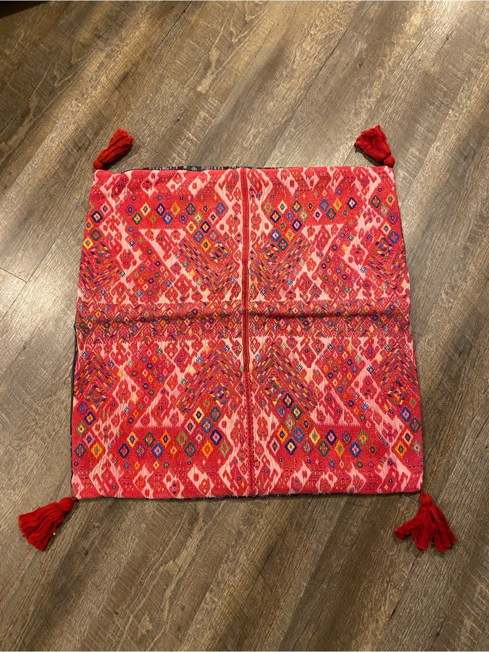 Handwoven Red Geometric Tassel Accent Pillow Cover - Sugarboo & Co. (Sample)